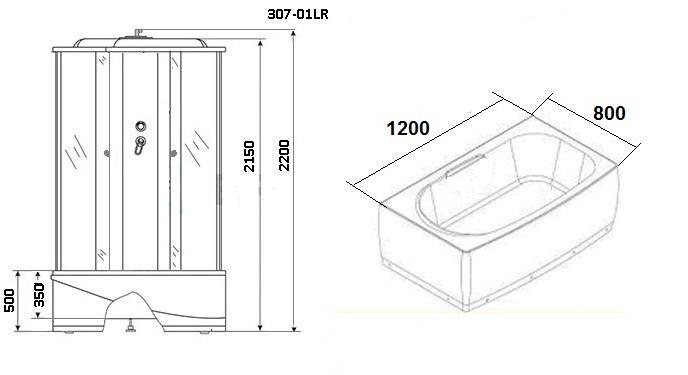 Душевая кабина NG-307-01L (1200х800х2200) высокий поддон(50см) стекло МОЗАИКА Niagara Ultra 3070154L - Вид №2