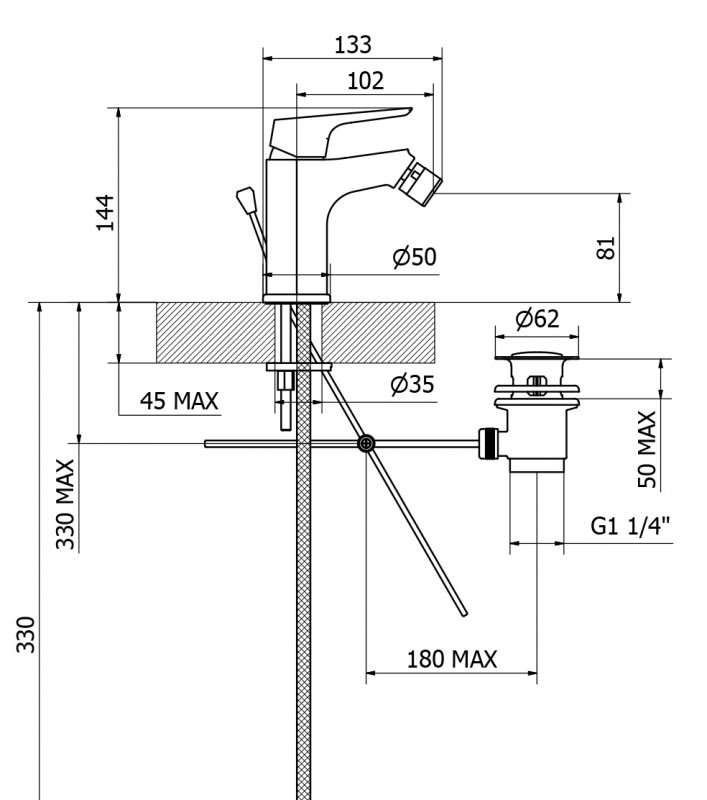 Смеситель для накладных раковин Cezares BITONE-BSM1-01-W0  - Вид №1