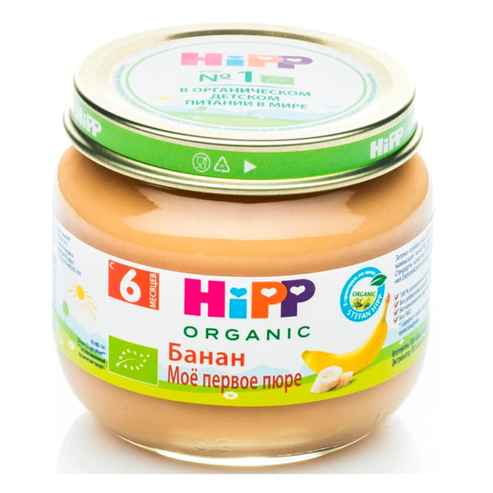Фруктовое пюре Банан с 6 месяцев мое первое пюре HiPP 80 г Santreyd 15607