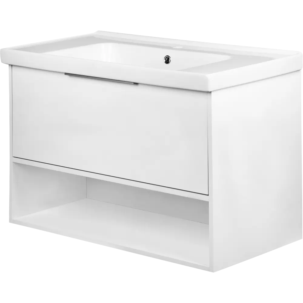 Тумба под раковину подвесная «Дана» 90 см цвет белый глянец SANFLOR STLM-2030183 - Вид №1
