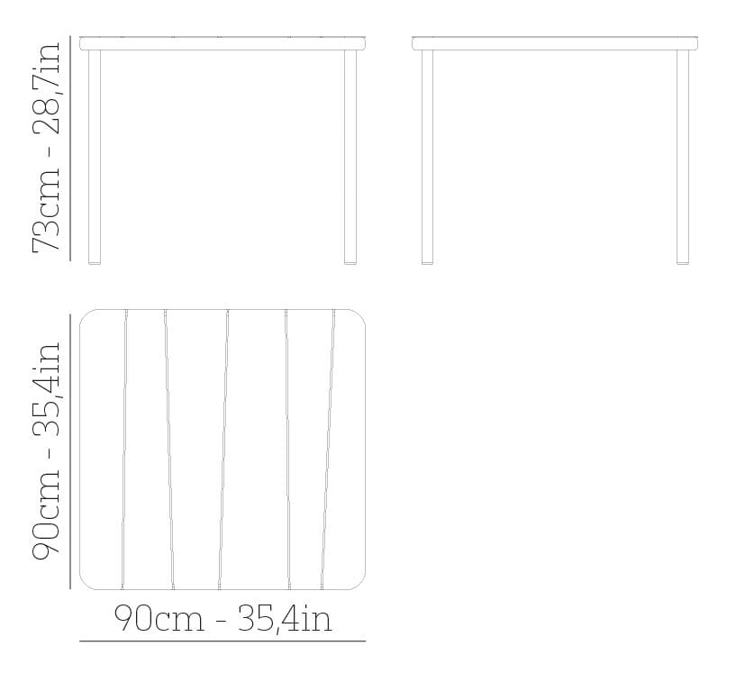 Квадратный стальной стол с порошковым покрытием BABEL D Bangi ARCH-00067473 - Вид №4