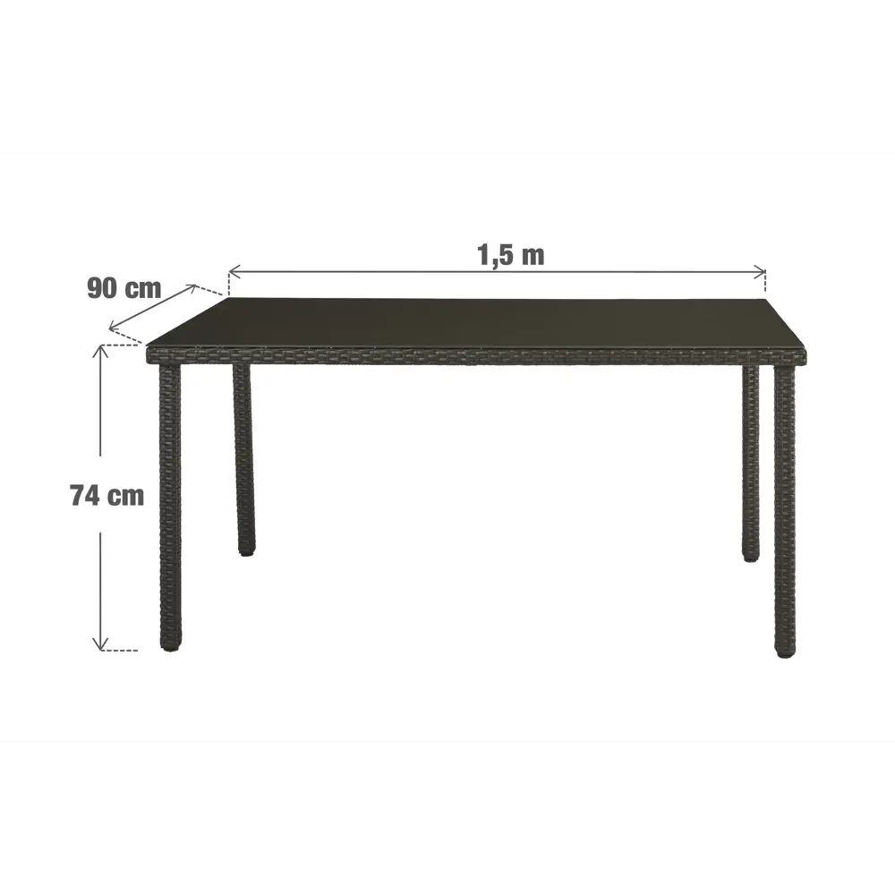 Стол садовый NATERIAL Noa Fix с переработанным пластиком и стеклянной столешницей 82509546 STLM-0028911 - Вид №11