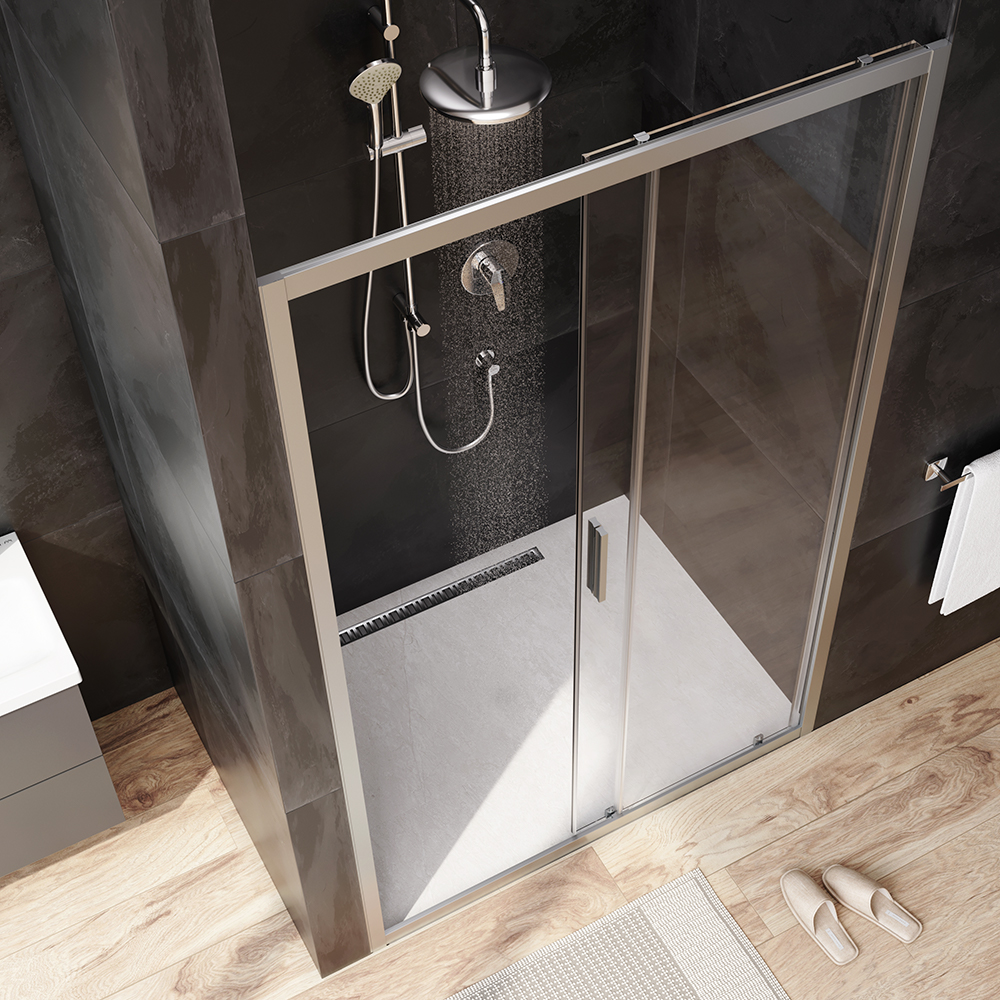 W90G-120-1-195MT Solo Дверь душевая 120х195 стекло прозрачное профиль матовый хром AM.PM Gem - Вид №1