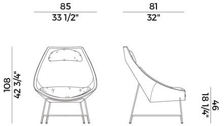 Potocco Кожаное кресло с подголовником Cut 910/pl - Вид №3