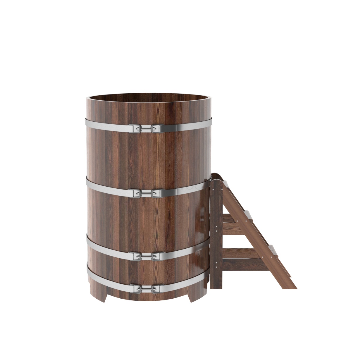 1165 Купель овальная из лиственницы 0,92х1,66х1,4 морёная премиум Alyarus  - Вид №2