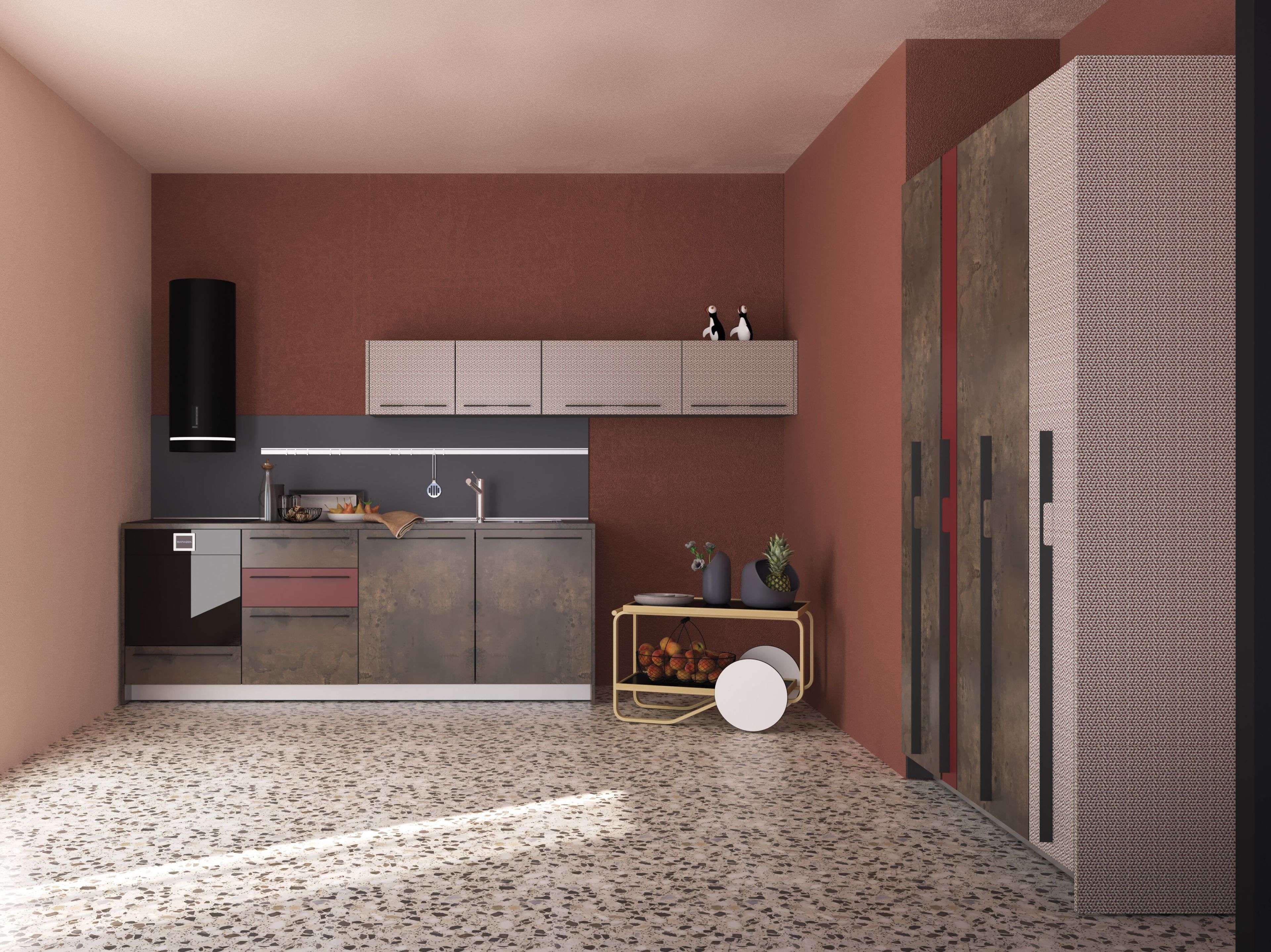 Кухня с колоннами кладовая De Rosso For_Me ARCH-00087307