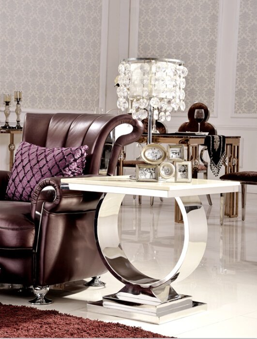 Приставной столик белый на стальном основании 60 см Donna ДОМАШНЯЯ ОБСТАНОВКА SKY 045155 Белый Santreyd - Вид №5