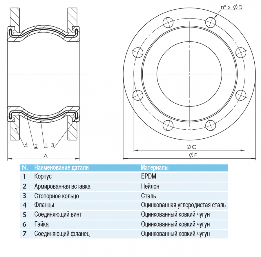 CIMBERIO CIM 8000F 50 Виброкомпенсатор фланцевый CIM 8000F PN 16  - Вид №1