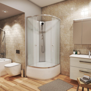 Душевая кабина NG- 7308-08BK (900х900х2000) высокий поддон(40см) стекло МАТОВОЕ