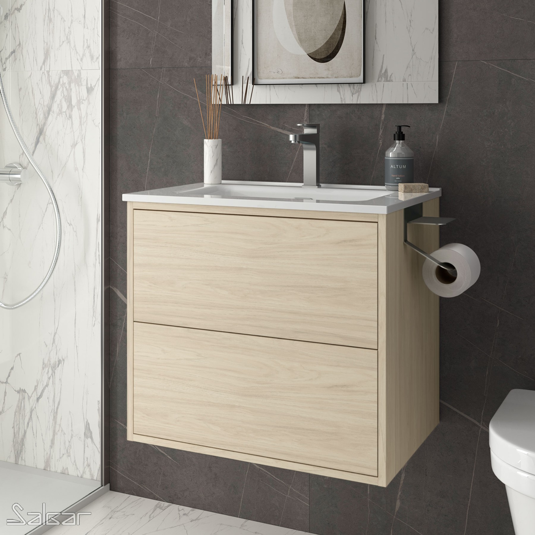 87871 SALGAR Мебель для умывальника OPTIMUS 600 NORDICK + Раковина Nordick 