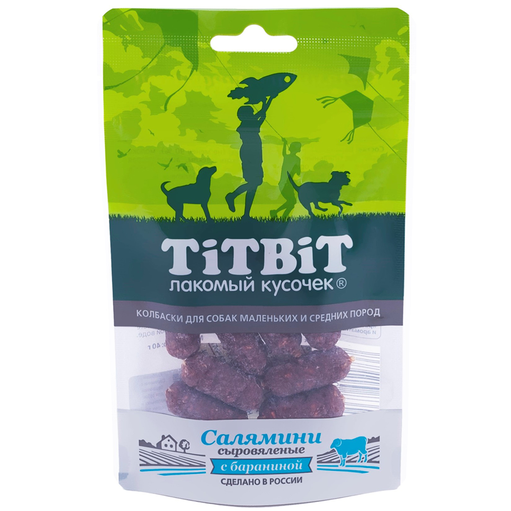 ПР0059128 Лакомство для собак Колбаски сыровяленые Салямини с бараниной для мелких и средних пород 40г TITBIT 