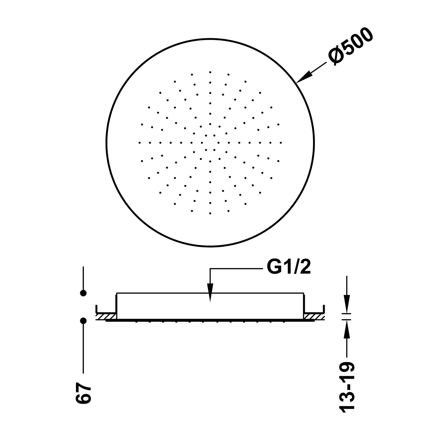 Скрытая потолочная насадка для душа-134950 TRES Showers - Вид №1