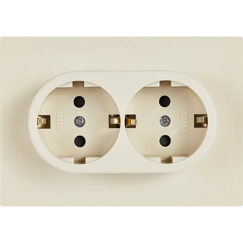 Розетка двойная GUSI Electric с заземлением и защитными шторками 89337218 Ugra STLM-1105049