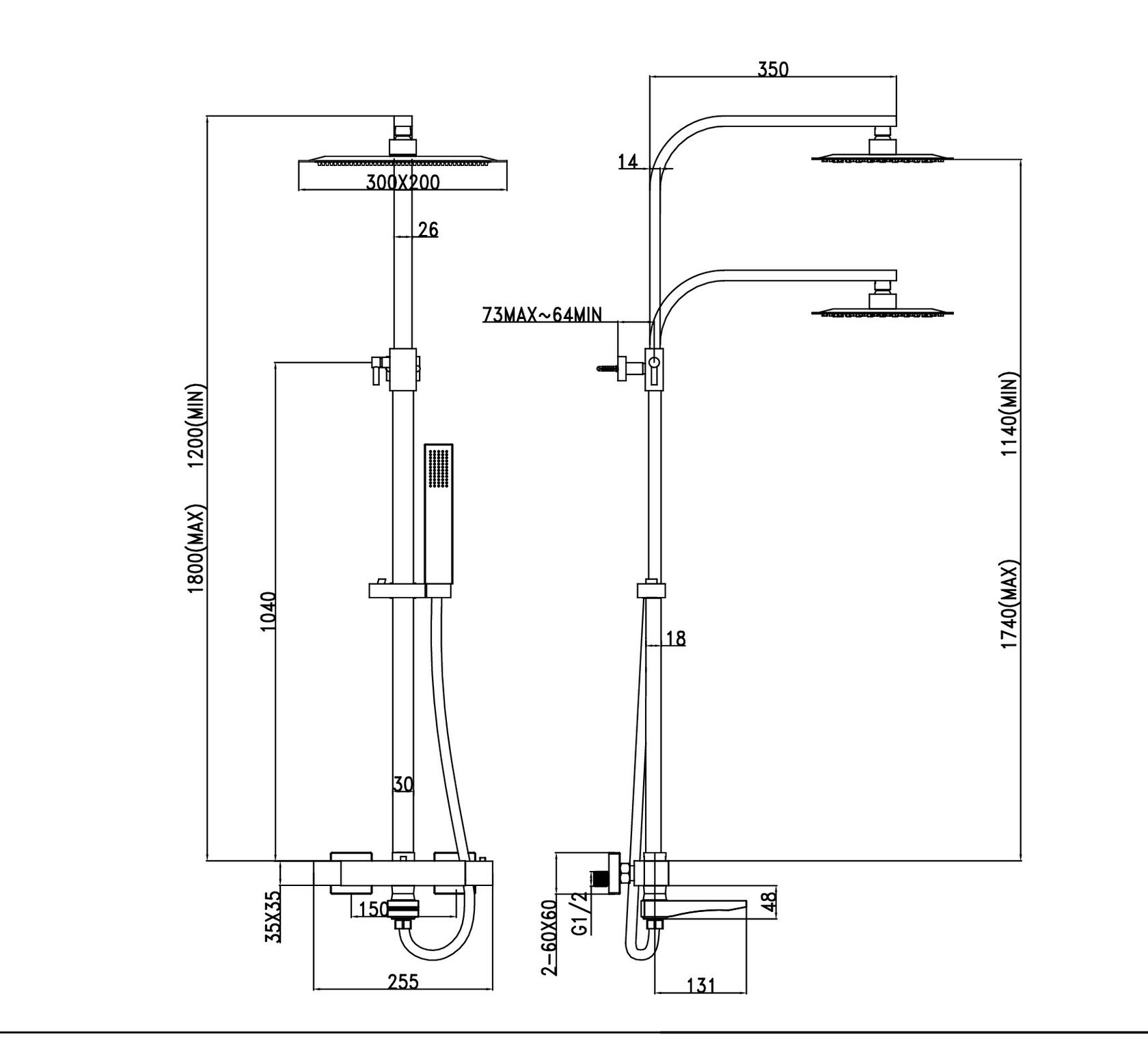 LT-301 Душевая система с термостатическим смесителем LAB.Space  - Вид №2