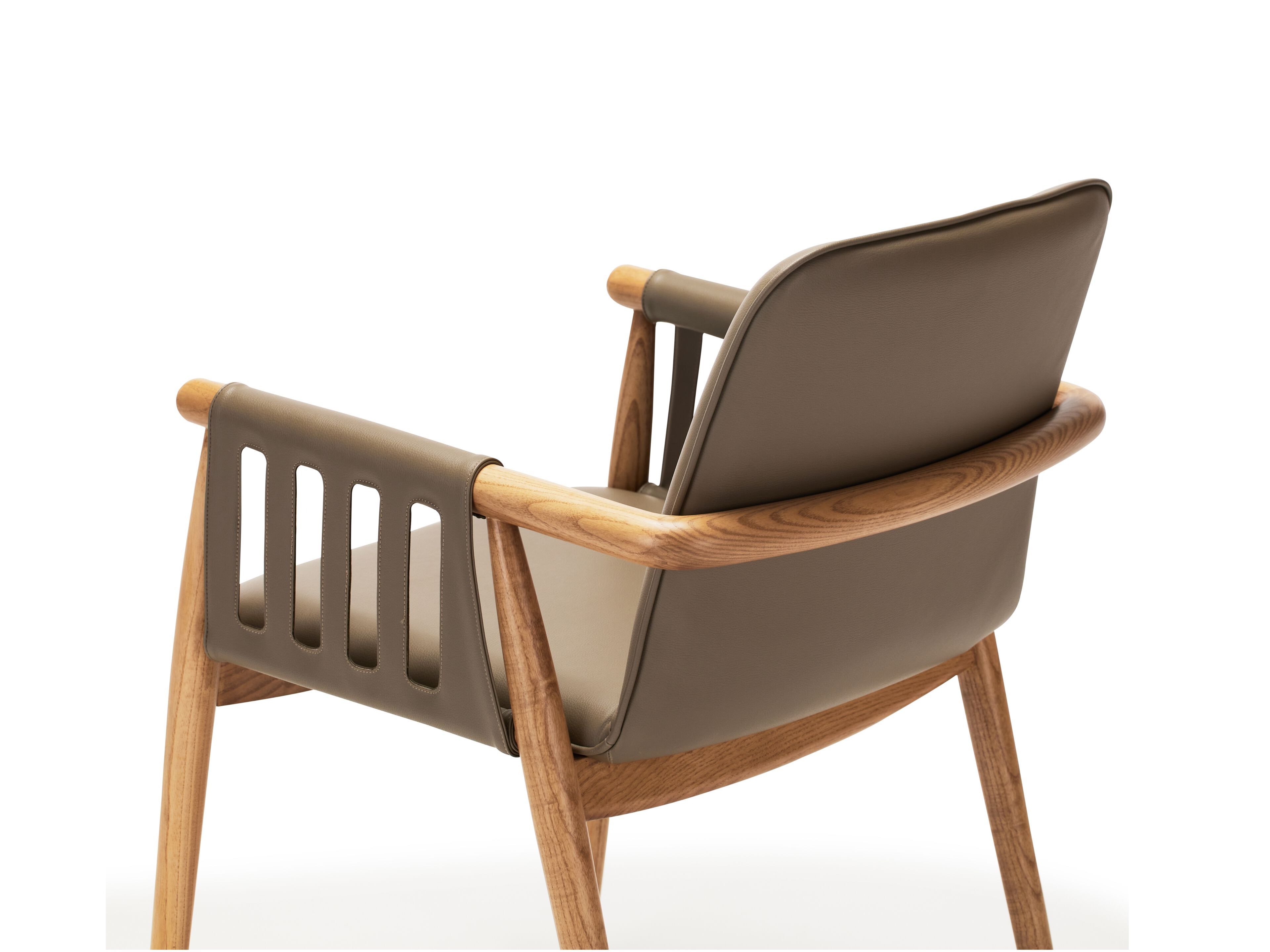 Стул из кожи и ясеня с подлокотниками Papell Design гостиница ARCH-00089276 - Вид №1