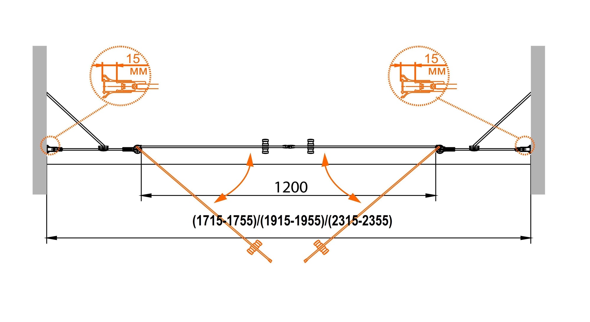 Душевая дверь в нишу CEZARES ROYAL PALACE-A-B-22-180-CP-Cr - Вид №1