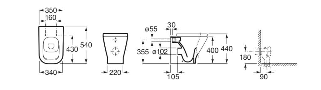 Напольный фарфоровый туалет без бриды Roca The Gap ARCH-00034628 - Вид №2