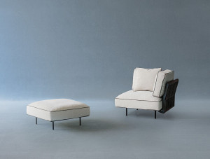 Угловое садовое кресло из ткани