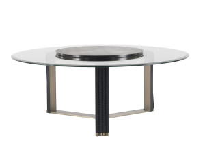 Круглый стол из стекла и металла с Lazy Susan