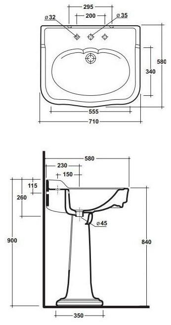 Imp4371101 Подвесная раковина настенная овальная Olympia Ceramica IMPERO белая - Вид №2