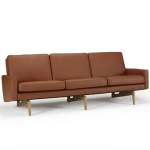 Диван трехместный Egsmark с мягкими подлокотниками, лакированный дуб, коричневый