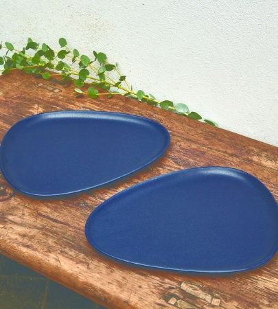 990170 Тарелка сервировочная (35х30х3см) каменная керамика, темно-синий;LIND DNA  - Вид №1