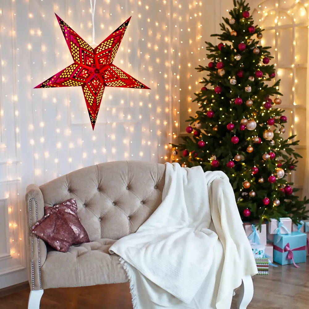 89378394 Елочная игрушка Звезда Инди 2.5x38 см розовый STLM-1517867 Santreyd  - Вид №4