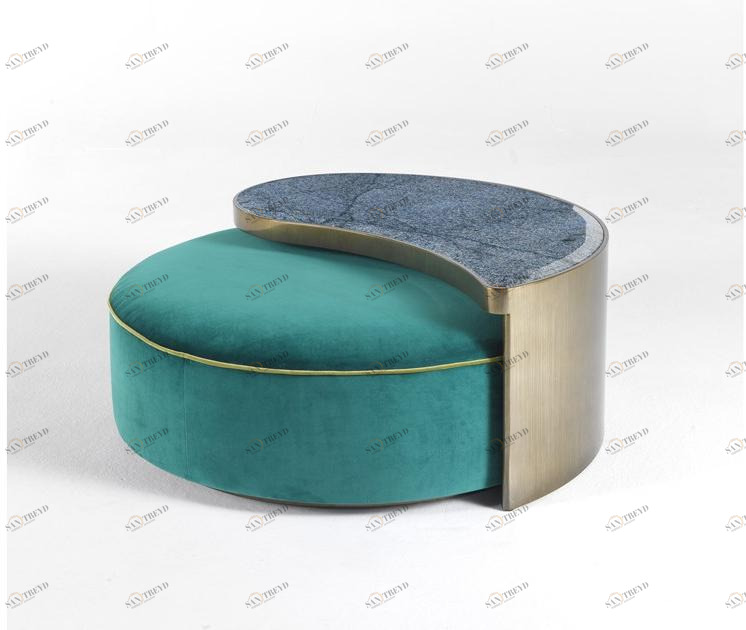 ETRO Home Interiors Пуф из мягкого бархата с деревянным журнальным столиком Sharp E.sha.222.a