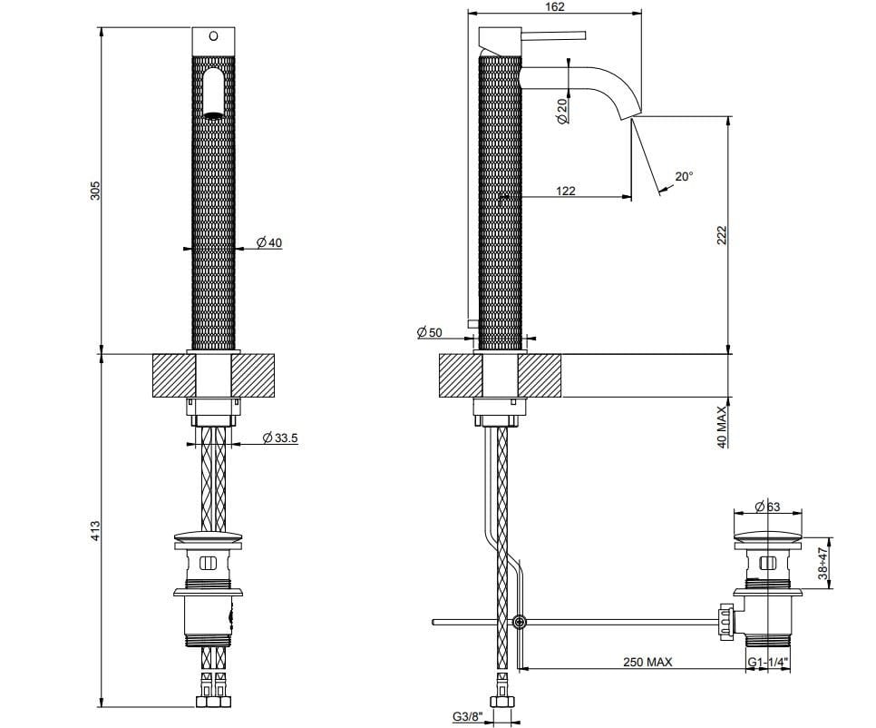 Смеситель для раковины из нержавеющей стали Gessi Messi316 ARCH-00138658 - Вид №3