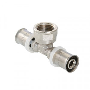 VTm.232.N.260426 Пресс-фитинг – тройник с переходом на внутреннюю резьбу Valtec 26 мм х 1/2" х 26 мм