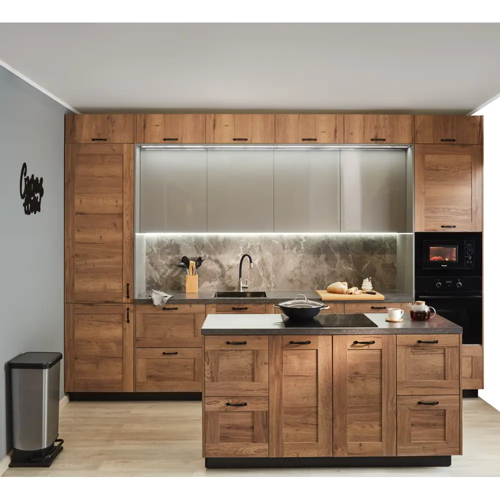 Фасад для кухни Delinia ID «Рошаль» 44.7x102.1 см в цвете темное дерево 86881125 STLM-0867388 - Вид №6