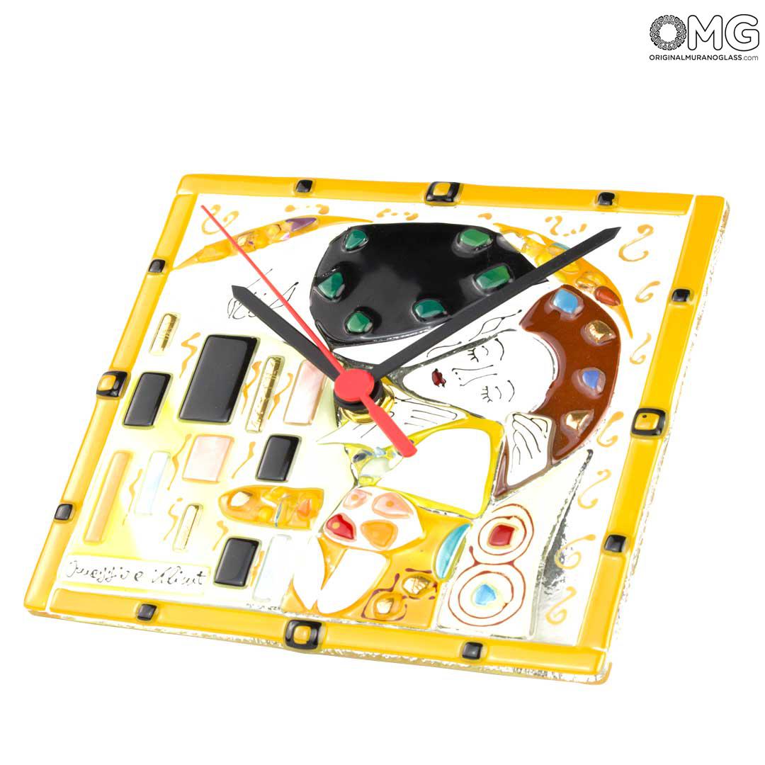 4173 ORIGINALMURANOGLASS Настольные часы Поцелуй - Климт - муранское стекло OMG 15 см  - Вид №1