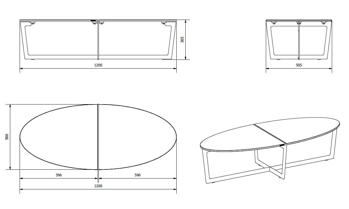 Стальной низкий овальный журнальный столик с столешницей SuperMarmo Bontempi Casa CROSS ARCH-00150719