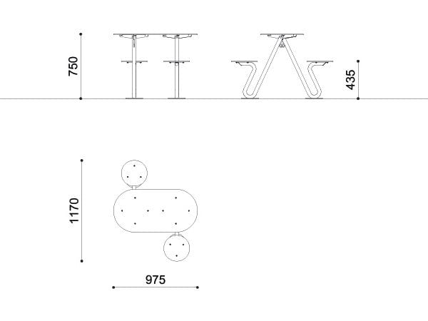 Круглый стальной стол для общественных мест со встроенными скамейками City Design Zoid ARCH-00034427 - Вид №3