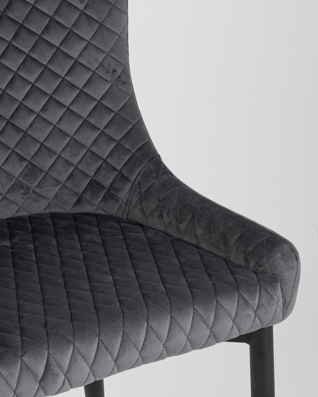 Стул мягкий со спинкой серый с черными металлическими ножками "Ститч" STOOL GROUP ДИЗАЙНЕРСКИЕ 00-3881934 Серый  - Вид №6