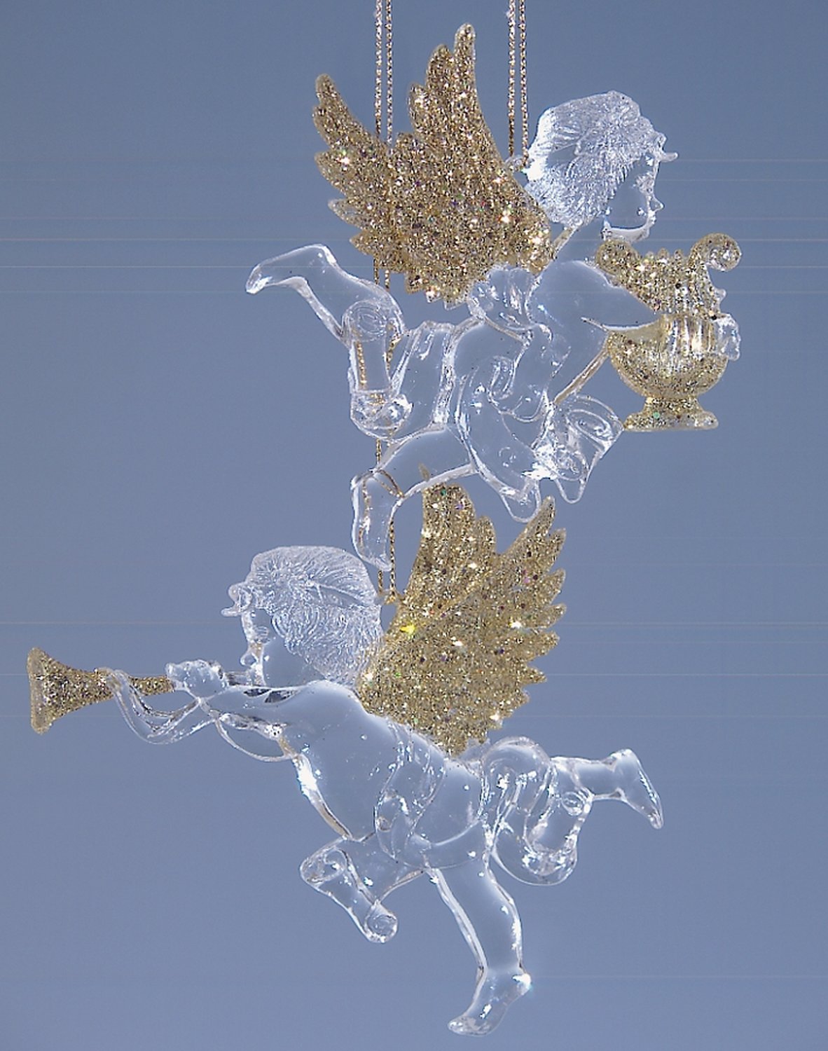 1354 331 a3 Декоративные фигурки ангелов, акрил, 2 штуки, 10 см, золото H-andreas  - Вид №2