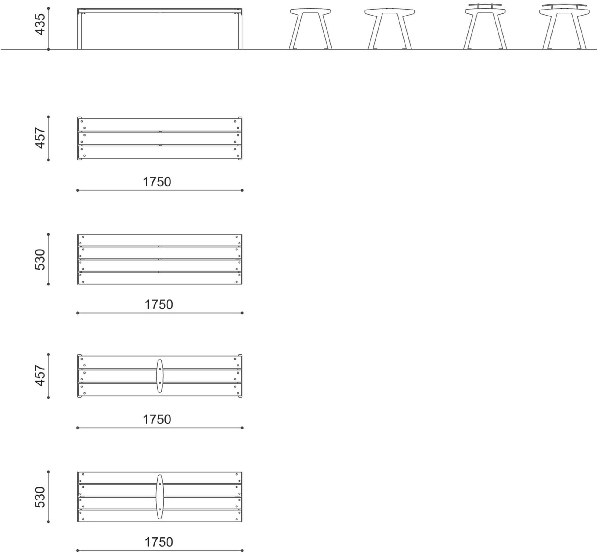 City Design Скамья из стали и дерева без спинки Noale Noale p-w-d - Вид №3