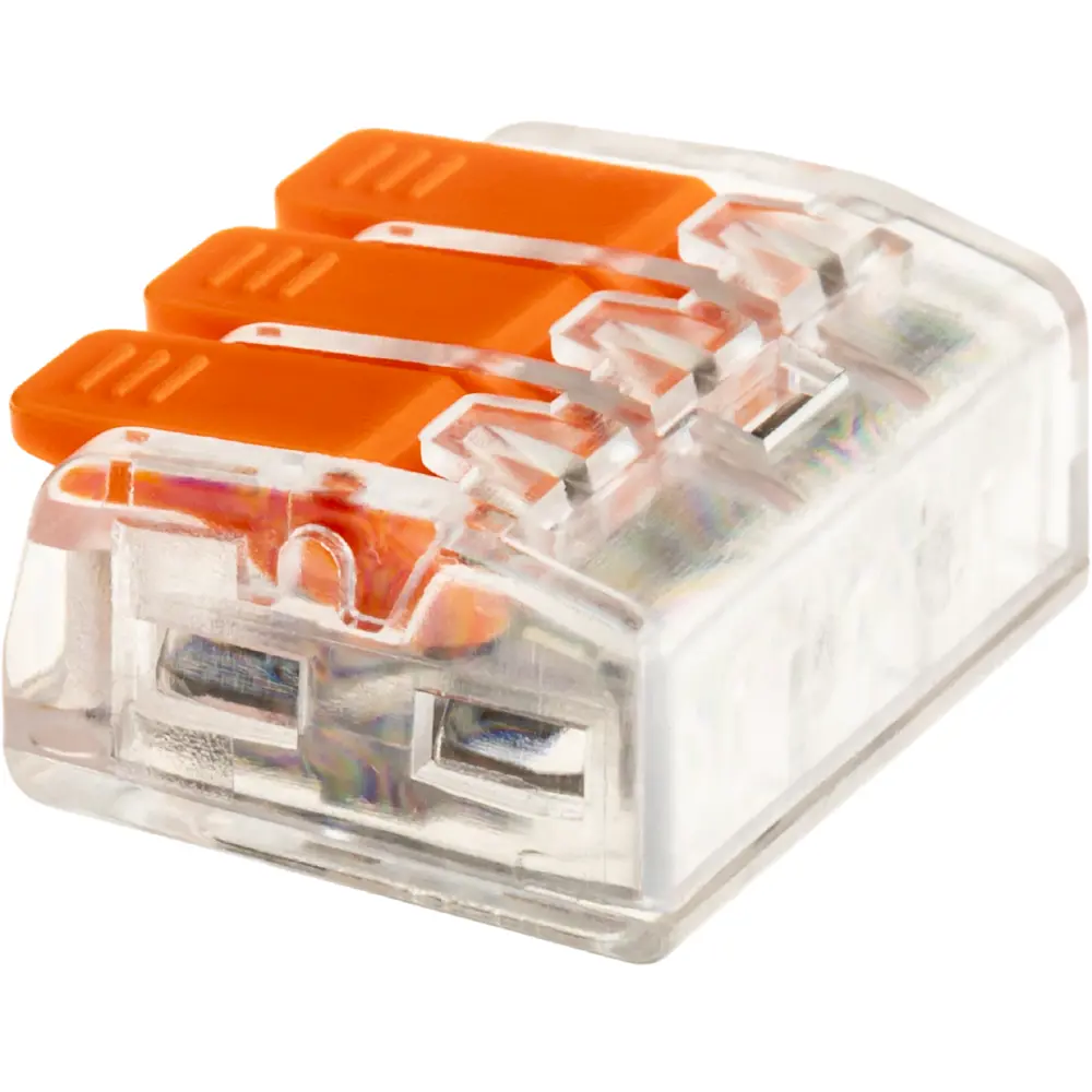 84746784 Клеммы соединительные монтажные с рычажком Duwi СМК 223-413 3-проводные 4мм² прозрачные 50 шт 26716 4 STLM-1106616  - Вид №4