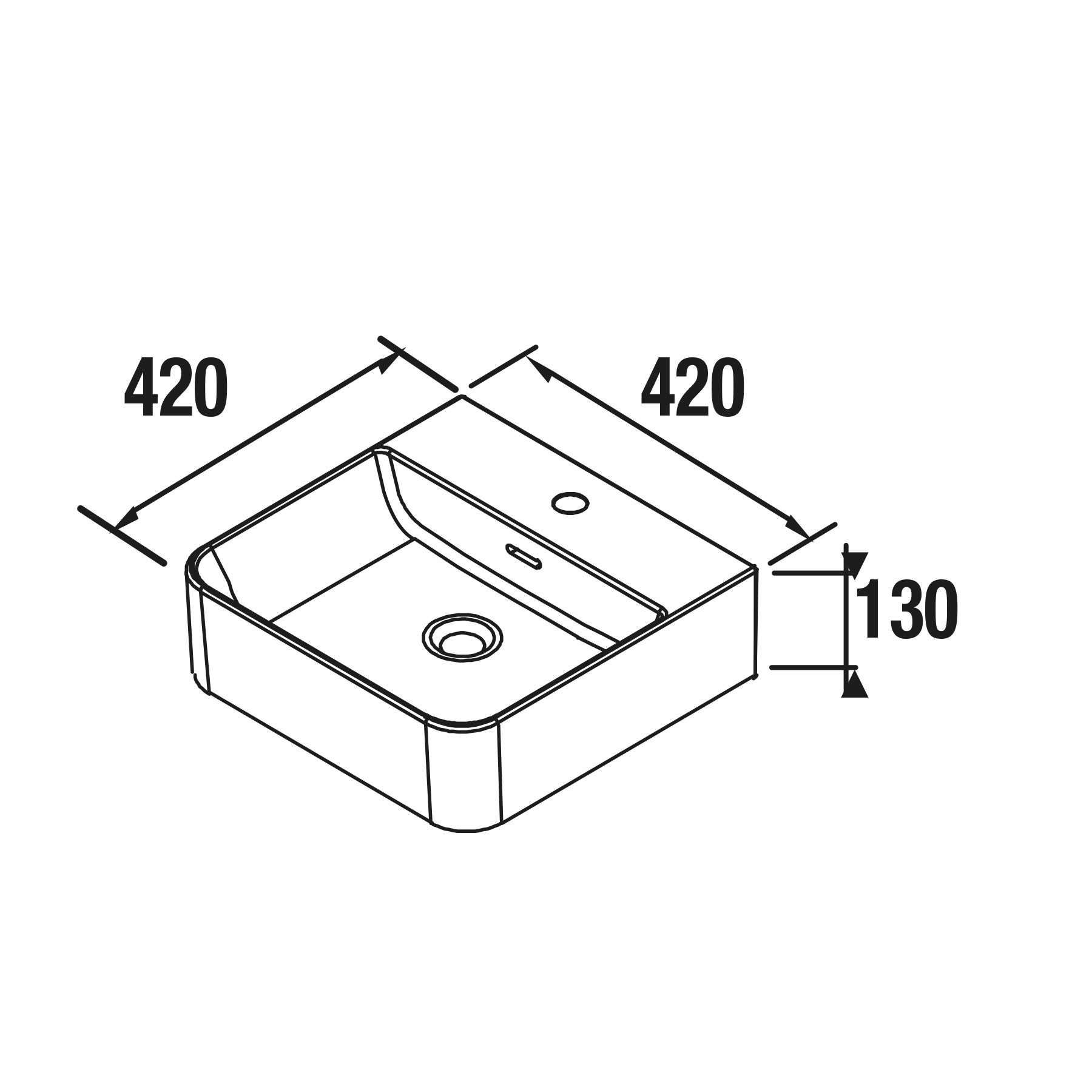 24551 SALGAR Раковина TENTO 400 WHITE PORCELAIN 420 x 420 x 130 мм  - Вид №1