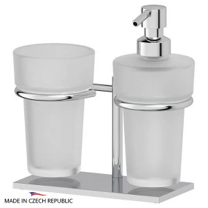 Держатель с матовыми стаканом и дозатором настольный Ellux DOMINO DOM 003-C04