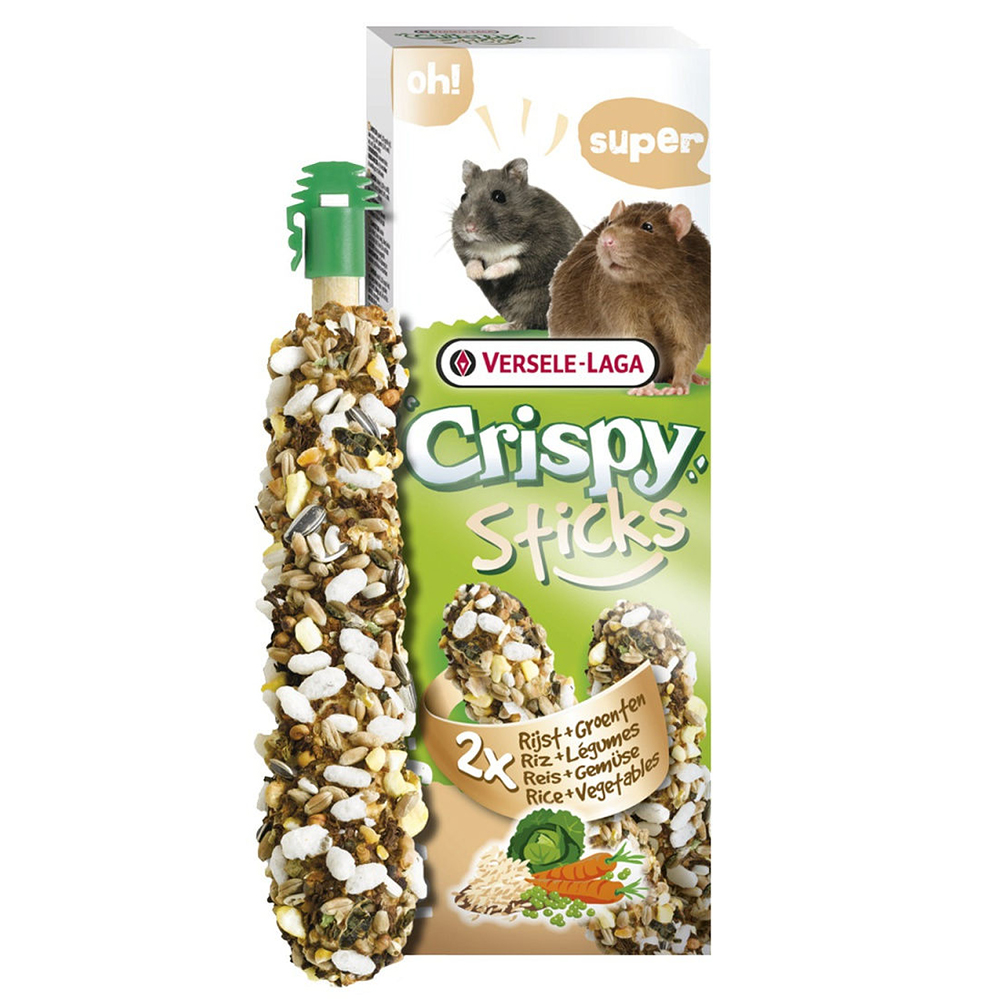 ПР0033926 Лакомство для грызунов Crispy палочки для хомяков и крыс с рисом и овощами 2х55г VERSELE-LAGA 