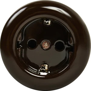 Розетка накладная Electraline с заземлением с крышкой керамика цвет коричневый