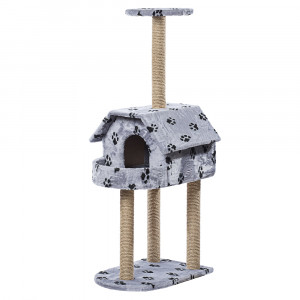 Т0039269 Домик для кошек меховой Домик с балконом ПУШОК