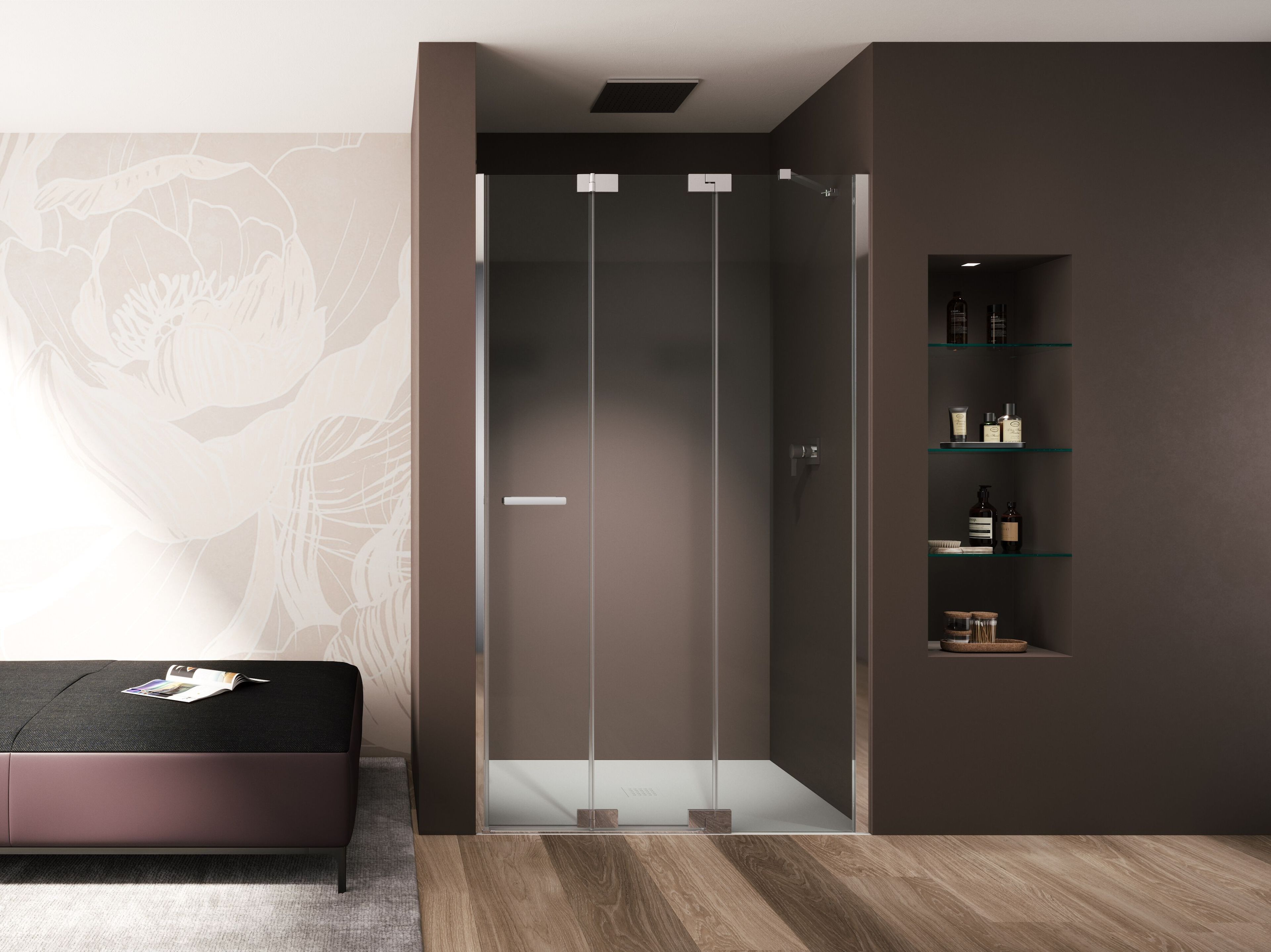 Стеклянная ниша душевая кабина с распашной дверью Provex Industrie E-Lite ARCH-00023075 - Вид №1