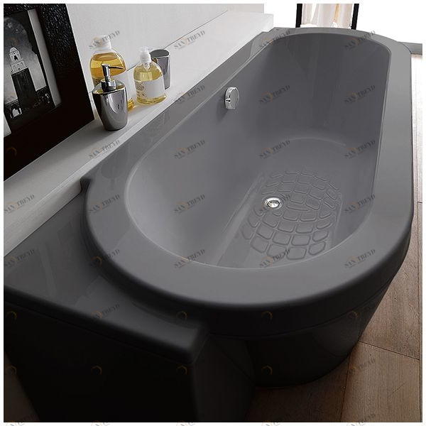 Ванна Gruppo treesse Playa V8181-DX-SE серая овальная угловая пристенная правая VTLV8181DXSE