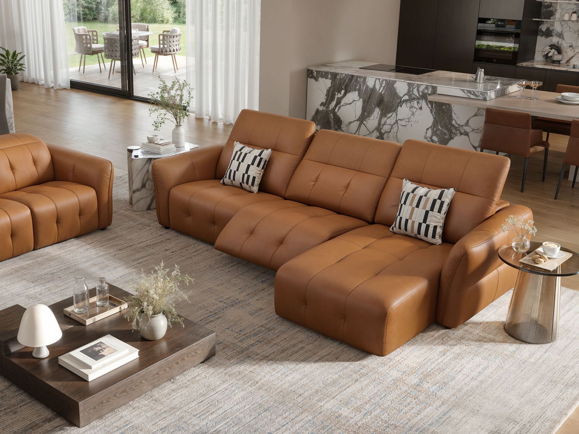 Кожаный диван с полуостровом Sofanella Maranello ARCH-00020146