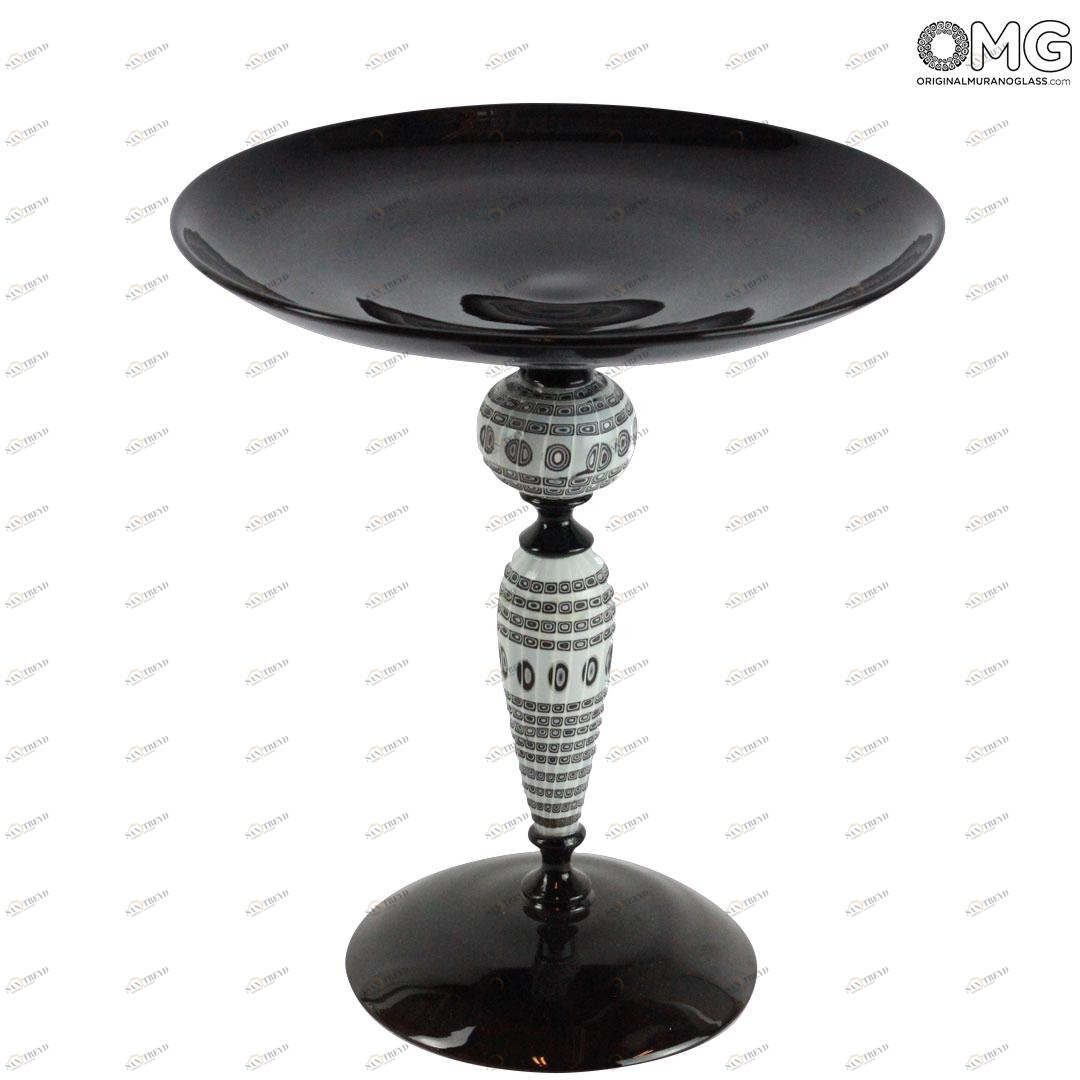 753 ORIGINALMURANOGLASS Муранский Кубок-чаша черный - Afro Cup Tipetto Dish - муранское стекло OMG  см 