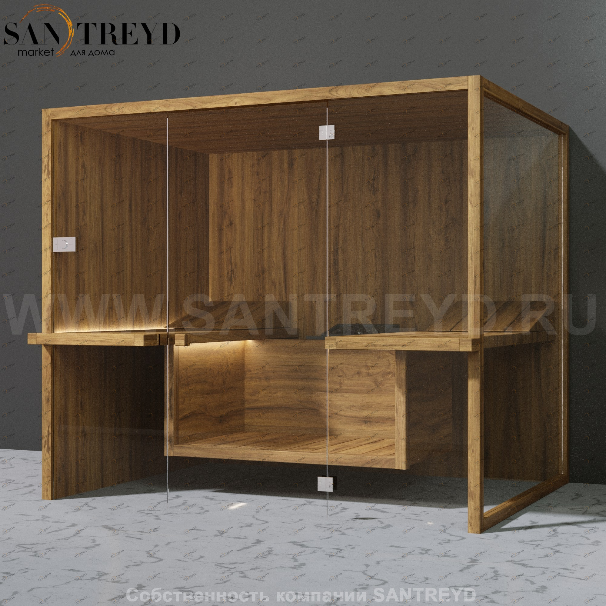 Effegibi AIR SA91100004 Сауна. Установка: к стене. Мощность: 10,5 кВт макс. Размеры: длина 247 см, ширина 182 см. Отделка: осина термообработанная.