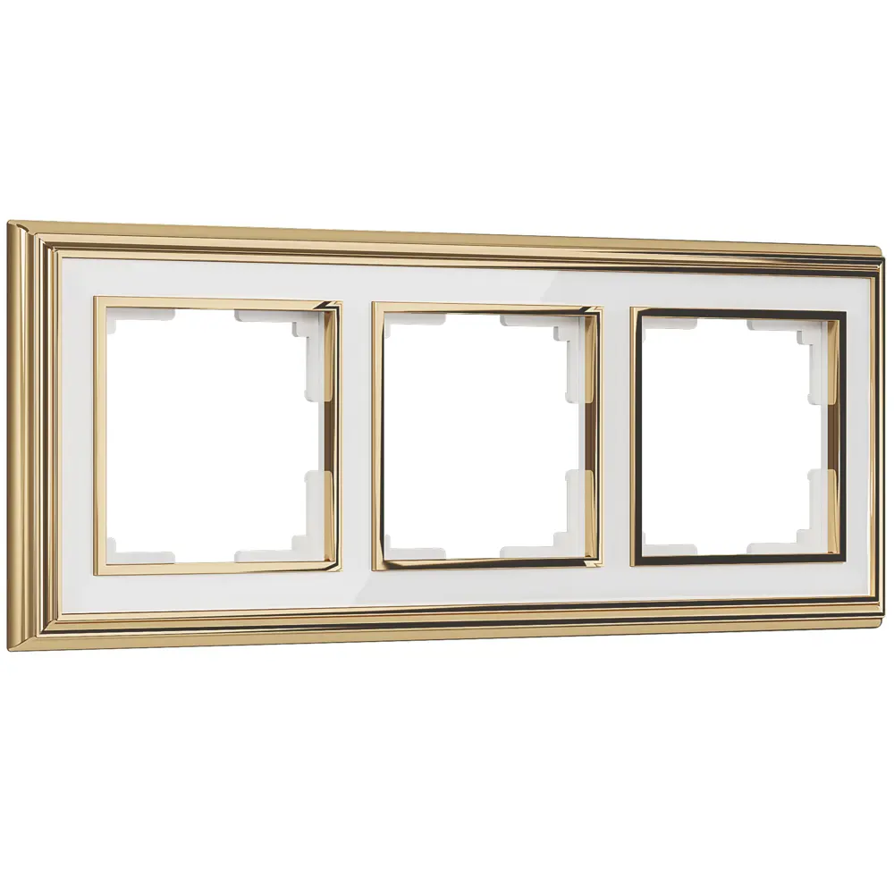 Рамка для розеток и выключателей Werkel Palacio 3 поста цвет золотисто-белый STLM-2069116