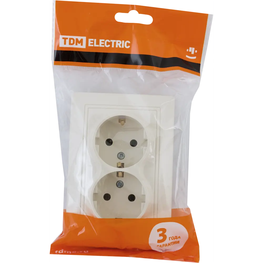 TDM ELECTRIC Двойная розетка с заземлением, бежевая 85591114 Серия отсутствует STLM-0064396 - Вид №5